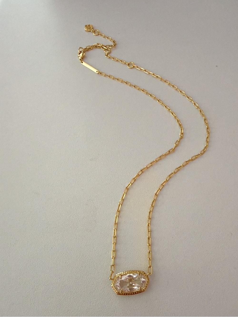 Kendra Scott Elisa Luxe gold pendant with clear stone. Brand new in box.